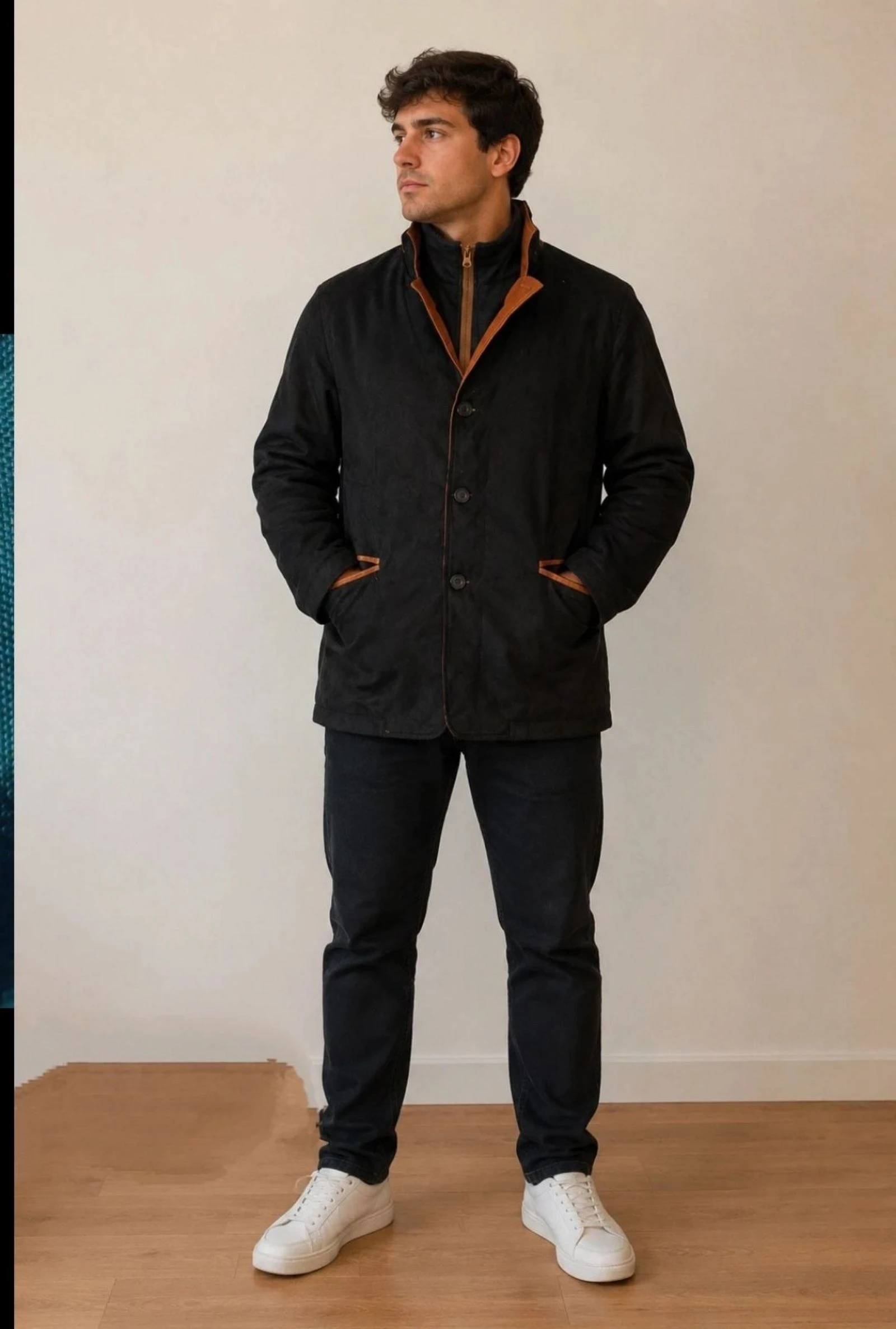 Veste d'hiver noire et marron taille L – photo 3